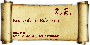Kecskés Rózsa névjegykártya
